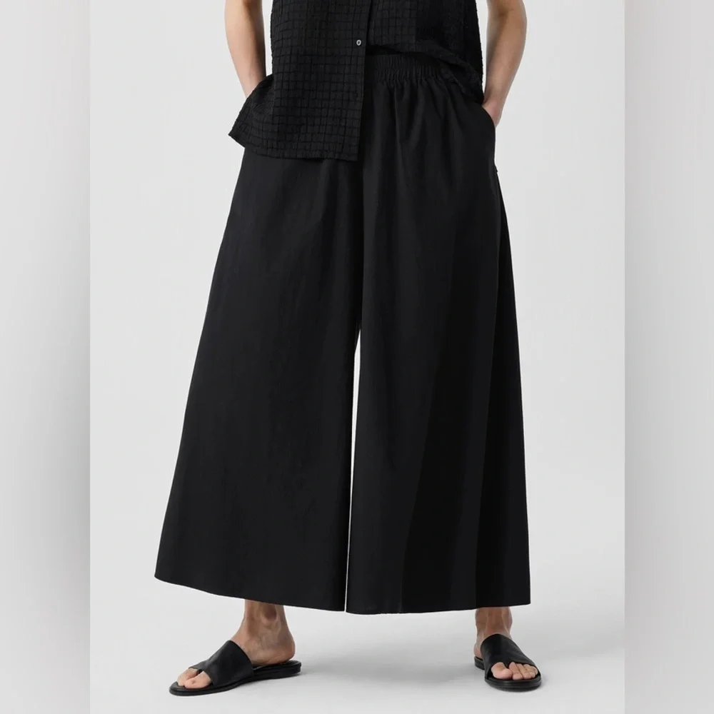 NWT Eileen Fisher Washed Organic Cotton Poplin Skirt Pant - Picture 2 of 5